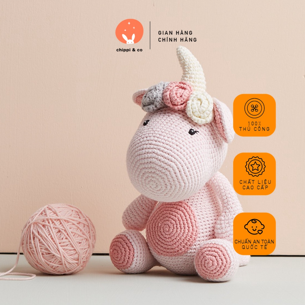 Gấu bông Thú nhồi bông cho bé - Khủng Long Hồng - Đồ chơi cho bé cao cấp an toàn Chippico