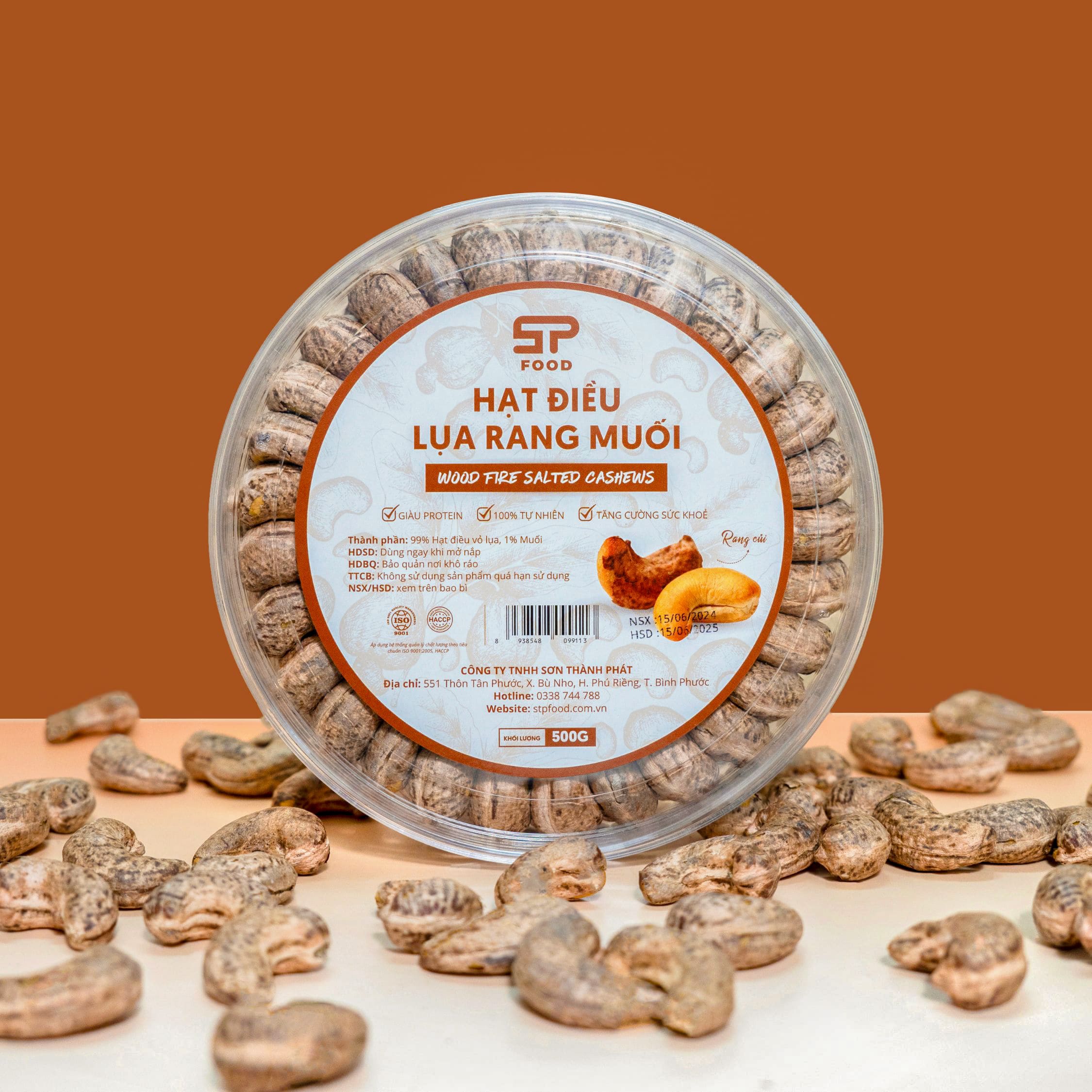Hạt điều rang muối nguyên lụa xếp hoa stp food 500g – hạt điều bùi béo, giàu chất dinh dưỡng, rất tốt cho sức khỏe