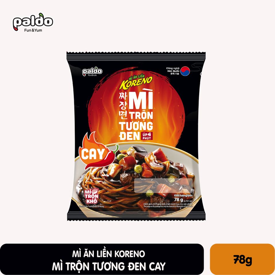 (Miễn ship 15k đơn 49k) Mẫu mới vị ngon bùng nổ - 5 gói Mì trộn tương đen cay Hàn Quốc Koreno Paldo - Mì tương đen Koreno Jjajangmen, gói 78g - Đồ ăn vặt - Nhu yếu phẩm