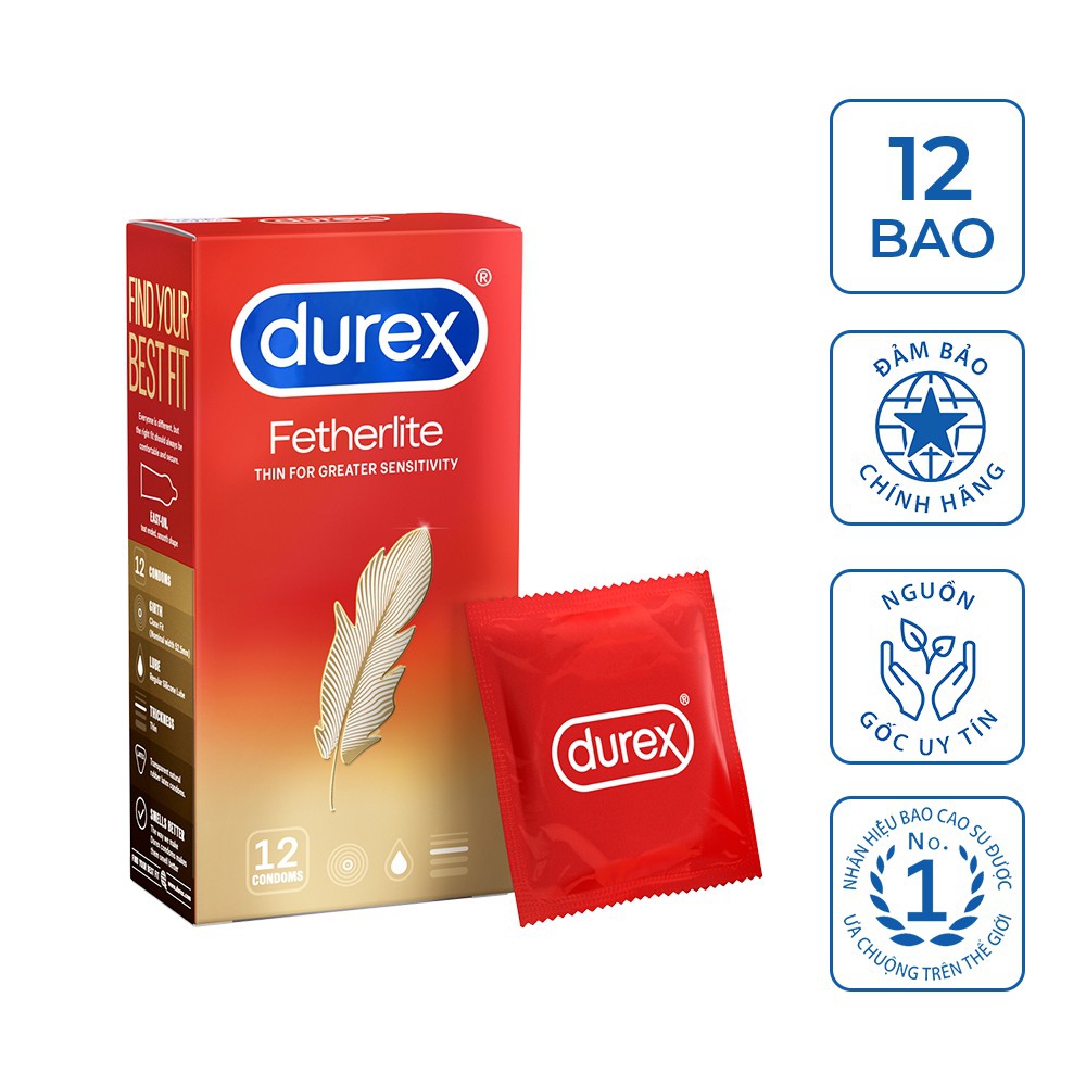 Bao cao su durex fetherlite hộp 12 cái