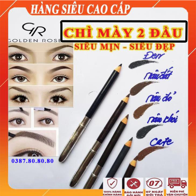 Chì kẻ mày 2 đầu siêu mịn, Siêu đẹp/ Bút kẻ lông mày Golden Rose, Chì kẻ mày gọt, Cây kẻ lông mày - Bút vẽ mày đẹp, Chì mày tốt, Cây kẻ lông mày 2 đầu/ Shopping Vip
