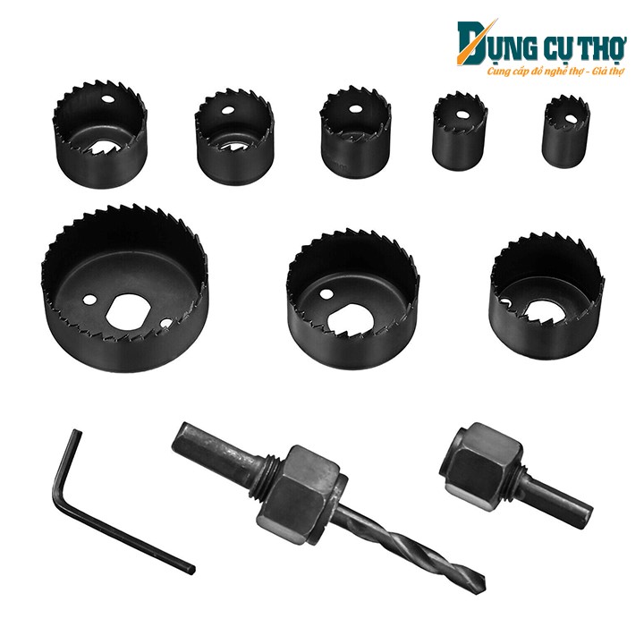 Bộ 11 lưỡi khoét gỗ đen, thạch cao - Phụ kiện khoan - Dụng cụ thợ