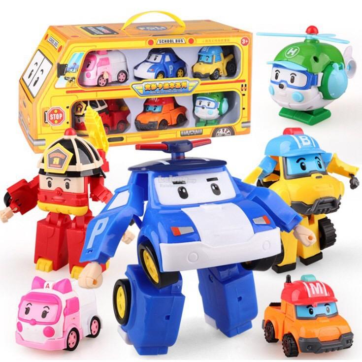 Xe bus 6 đội bay Poli robocar biến hình