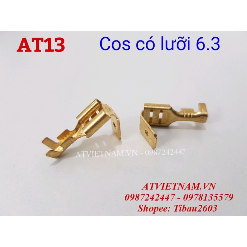 Cos dẹp 6.3 có lưỡi đưa lên, đầu cos xe máy, jack dẹp - AT13 ( 1 bịch 50 cái)