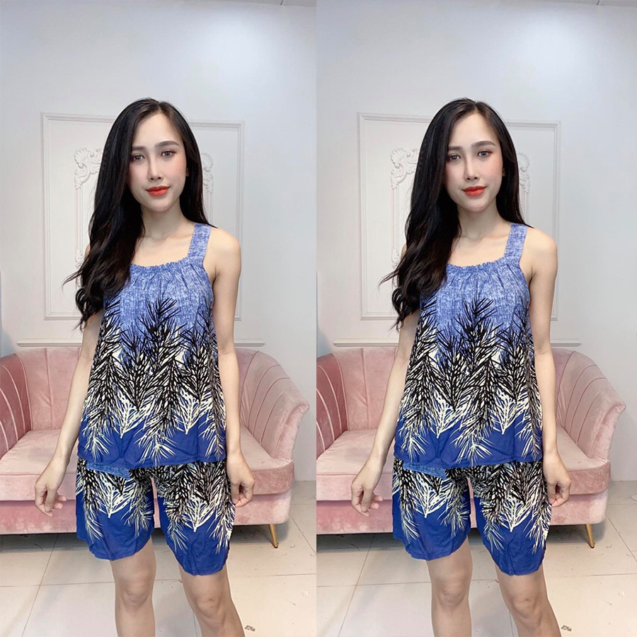 Bộ ngủ lanh không tay dáng áo suông mát mẻ - b32