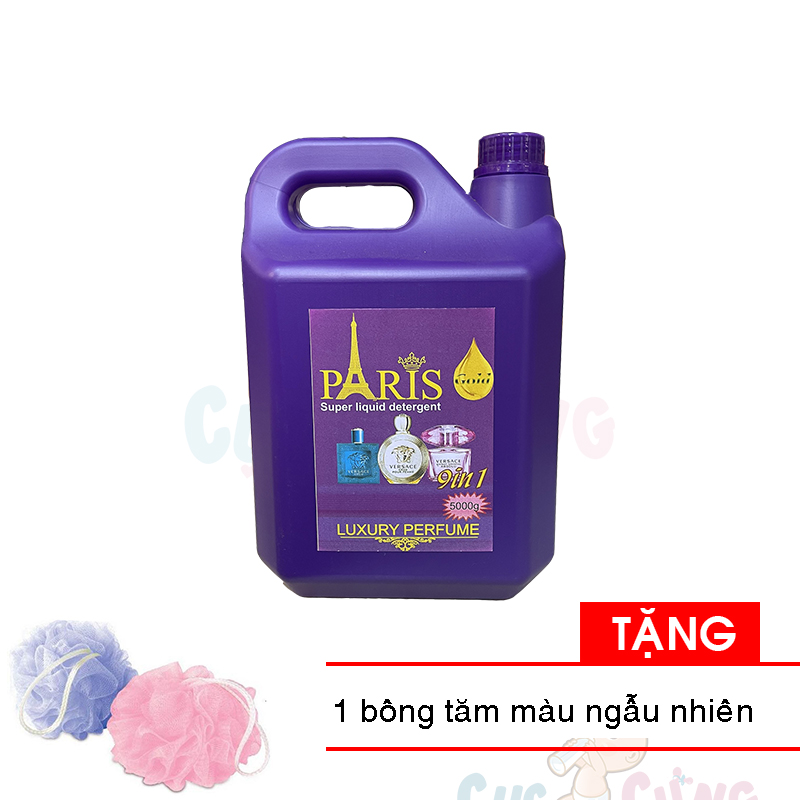 Nước Giặt Paris thơm lâuThái Lan 5L hương nước hoa (TÍM) - hương nước hoa thơm lâu TẶNG 1 bông tắm màu ngẫu nhiên