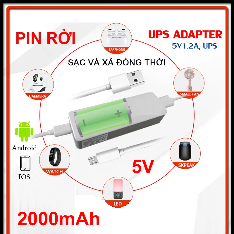 Nguồn dự phòng ups 5v 2000mah