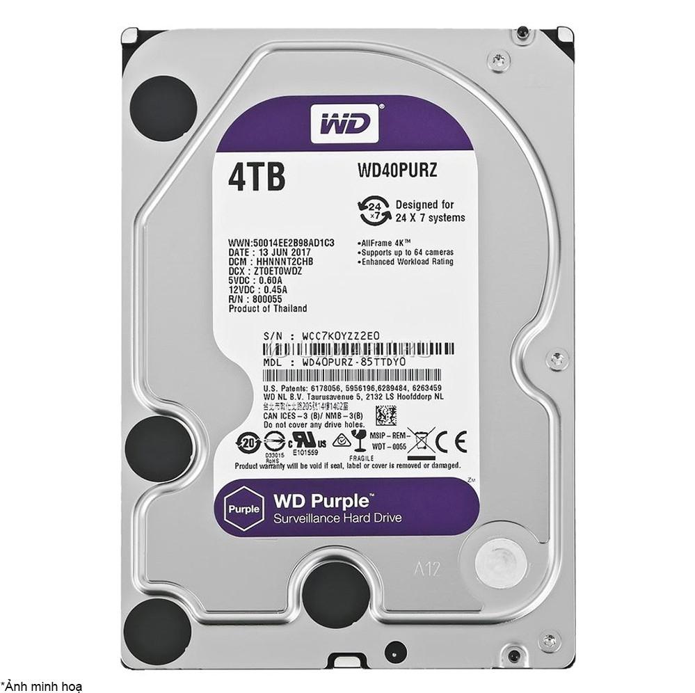 Ổ cứng hdd western digital purple 4tb 3.5" sata 3 - wd40purz