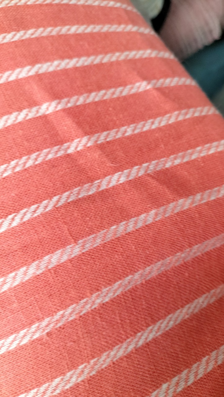 Vải linen sọc màu cam san hô