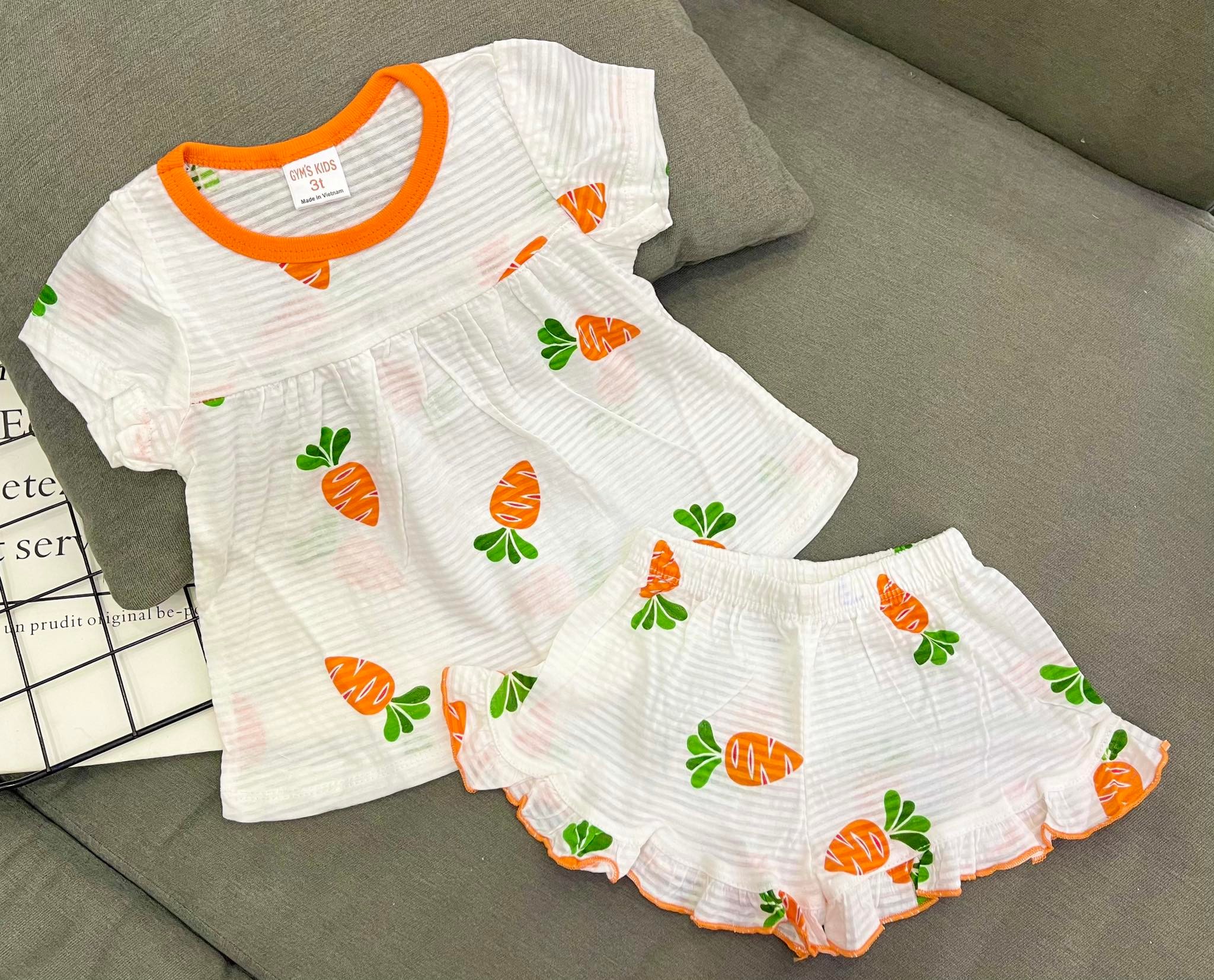Bộ quần áo cộc tay siêu thoáng mát cho Bé Gái 8-18kg- Chất cotton xuất - Đồ bộ bé gái