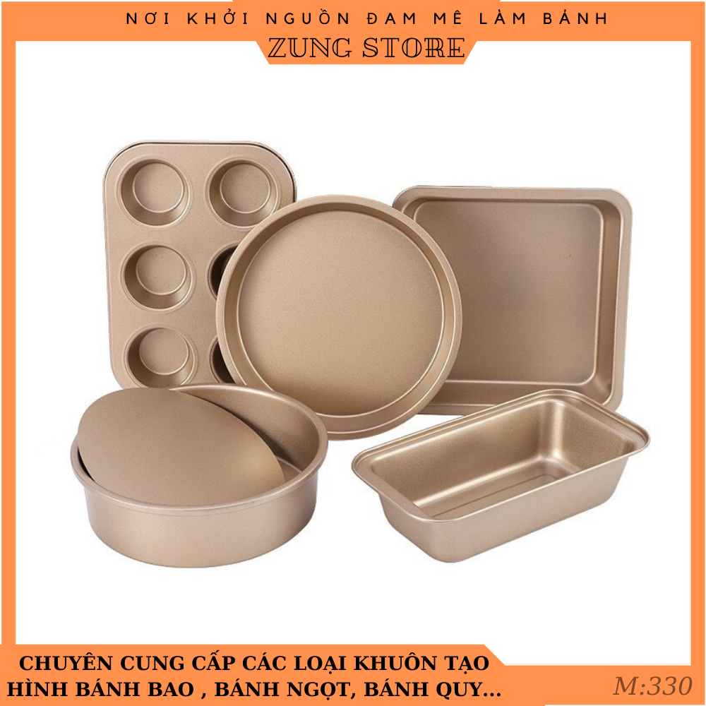Khuôn làm bánh mì ,pizza cao cấp chống dính, set 5 chiếc, khuôn nướng bánh mì, pizza, cupcake làm bằng thép carbon an toàn dễ sử dụng -m330,m331