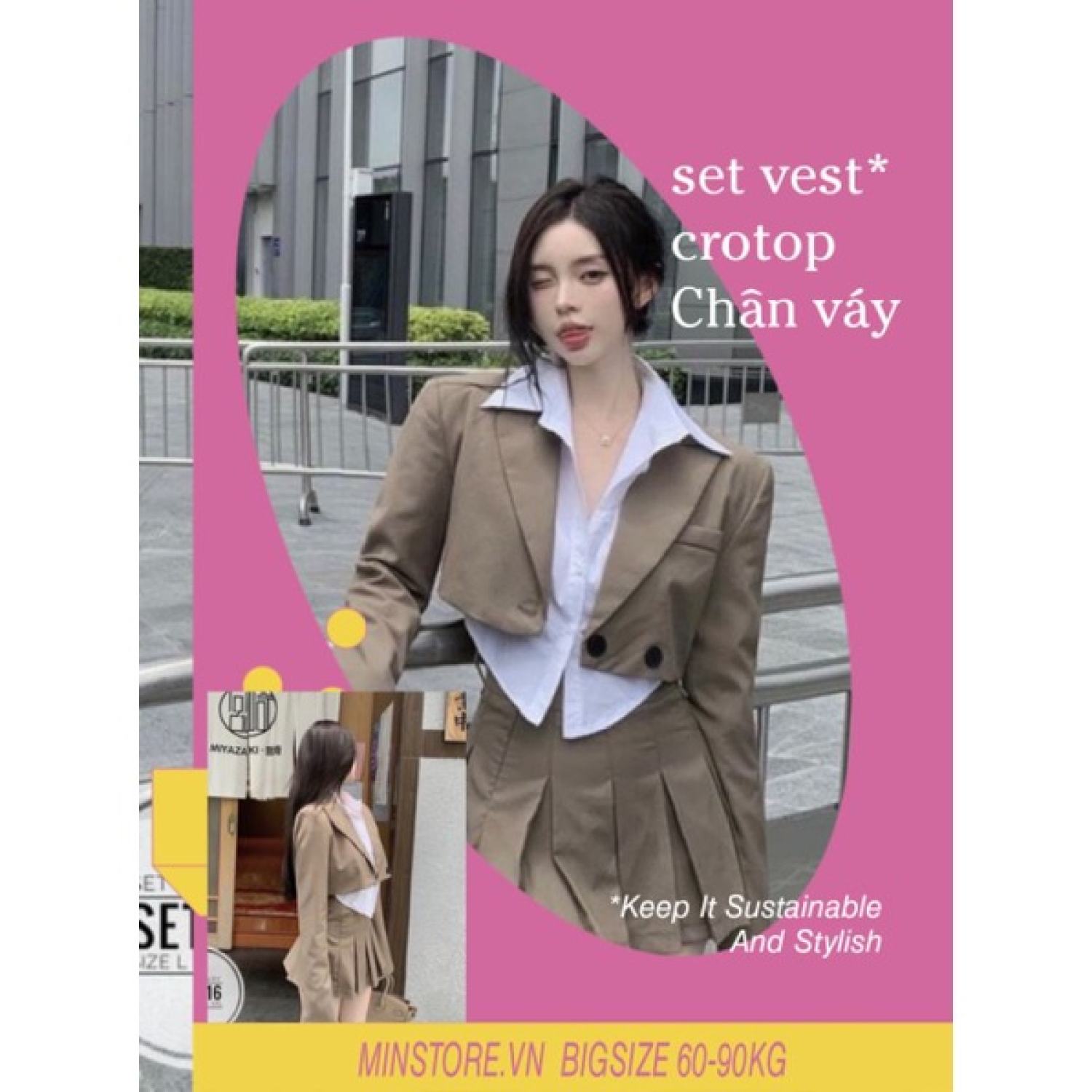 Ảnh thật bigsize minstore.vn set vest váy set516