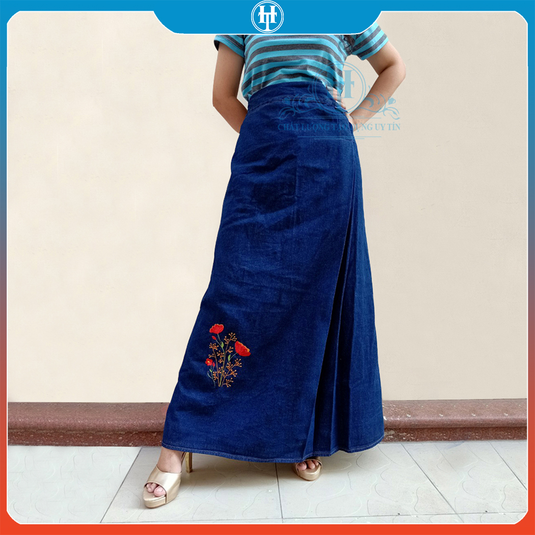 Váy Chống Nắng Vải Jean Cho Nữ Cao Cấp Vải Cotton Dày Dặn Có Nút Bấm JHT104 H&T FASHION