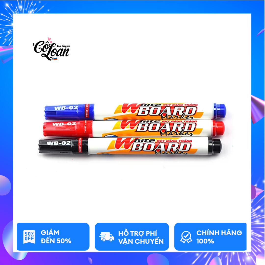 Combo 3 bút lông bảng Thiên Long WB-02 loại nhỏ, xóa được