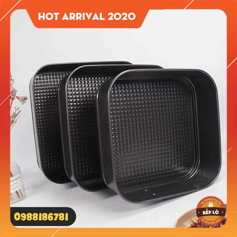 Bộ 3 khuôn vuông chống dính đế rời có khóa 20/22/24cm