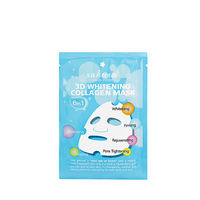 Mặt nạ trắng da Sakura 3D Whitening Collagen Mask - Mặt nạ collagen - Mặt nạ siêu cấp ẩm
