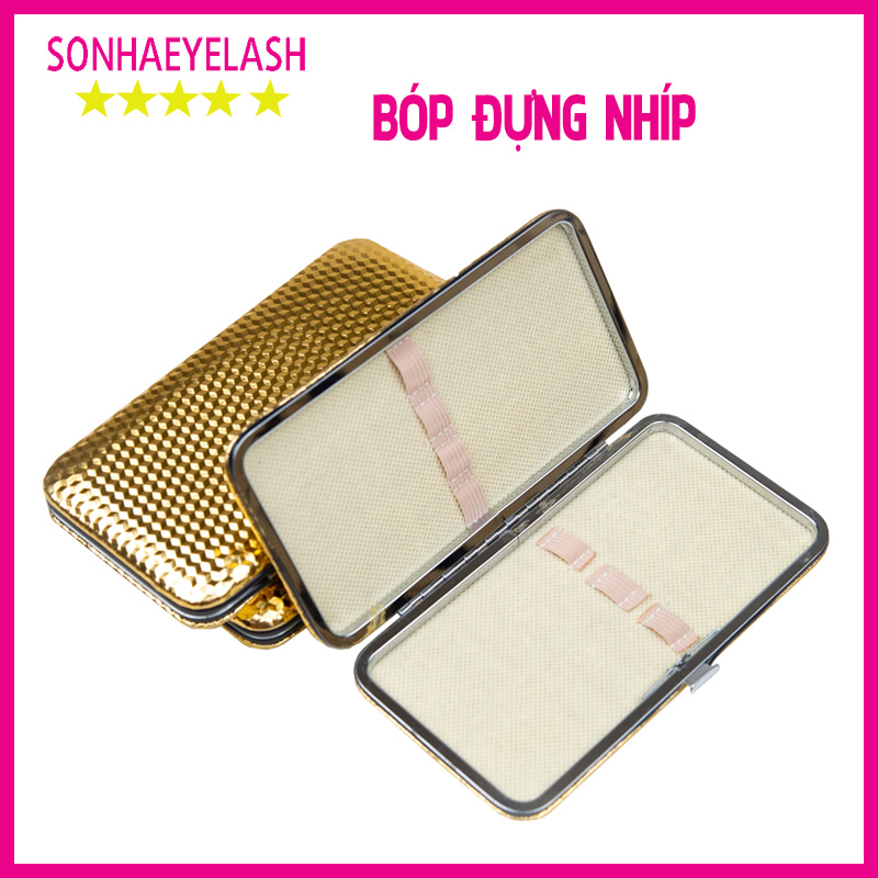 Bóp đựng nhíp nối mi, bóp đựng nhíp nối mi bằng da (giao màu ngẫu nhiên)