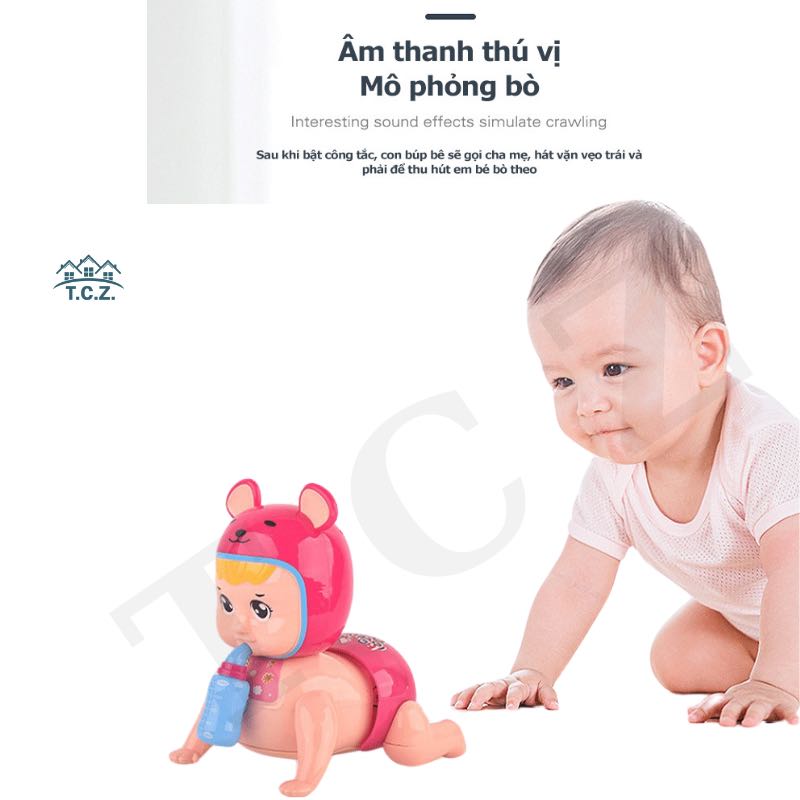 HCM Búp bê em bé bò bằng điện có bình sữa đồ chơi trẻ em tương tác phát sáng âm nhạc, đồ chơi búp bê em bé ngậm bình sữa, đồ chơi cho bé tập bò, đồ chơi trẻ em thông minh đồ chơi cho bé gái đồ chơi cho bé trai.
