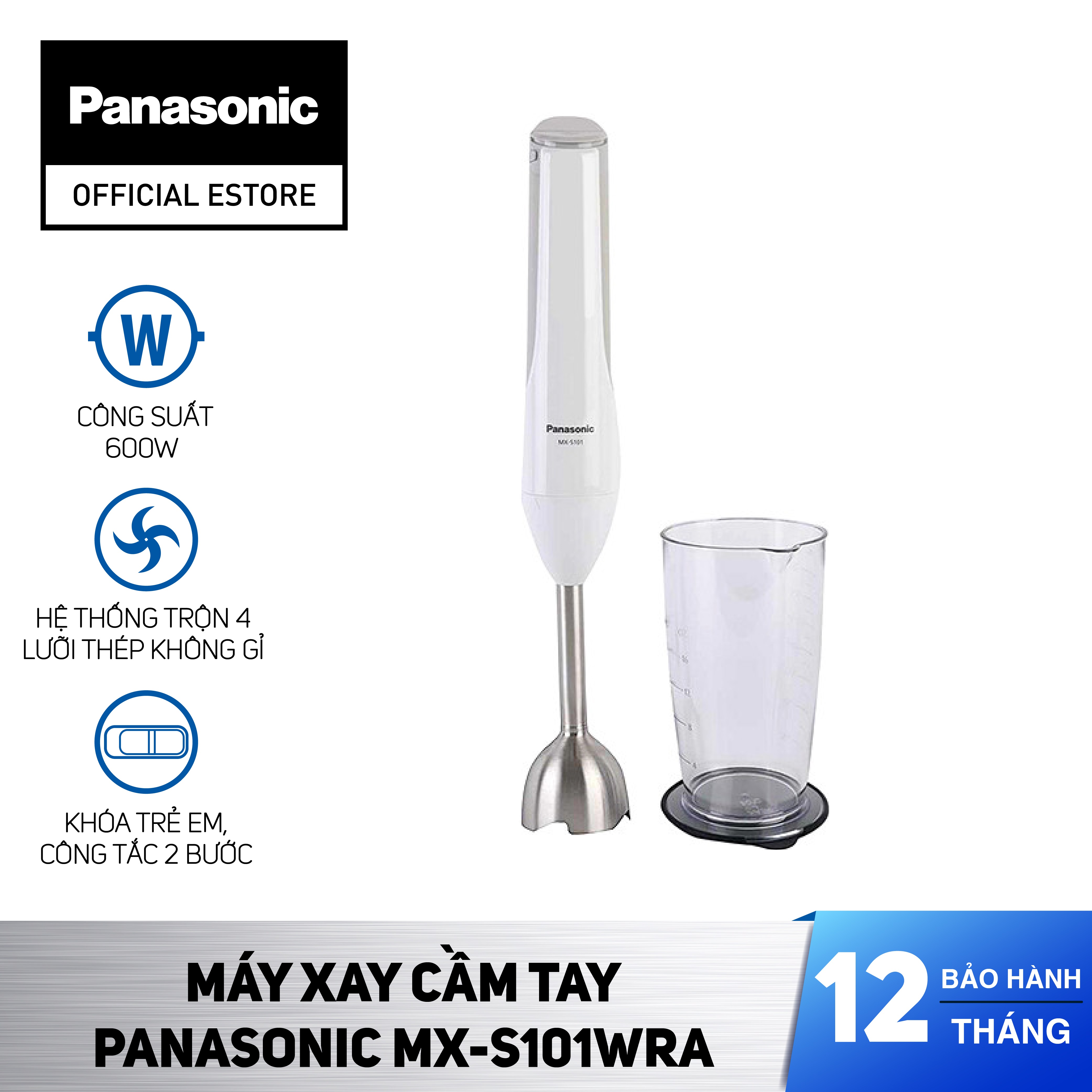Máy xay cầm tay panasonic mx-s101wra - hàng chính hãng - bảo hành 12 tháng