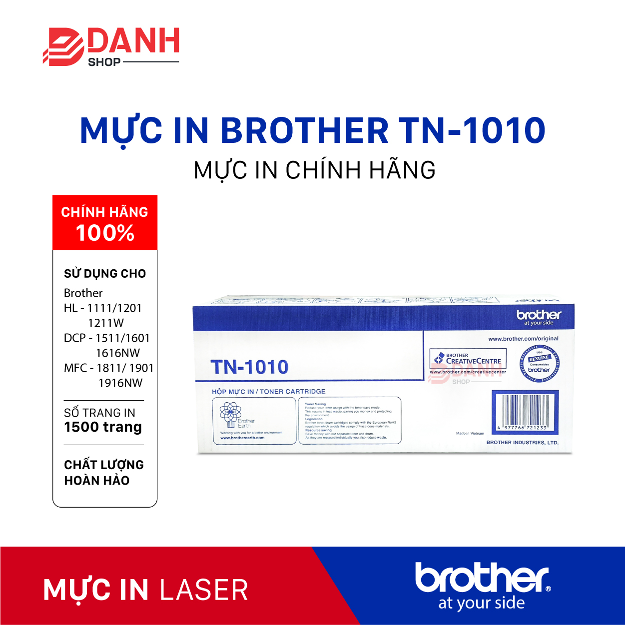 Mực in laser brother tn 1010 chính hãng