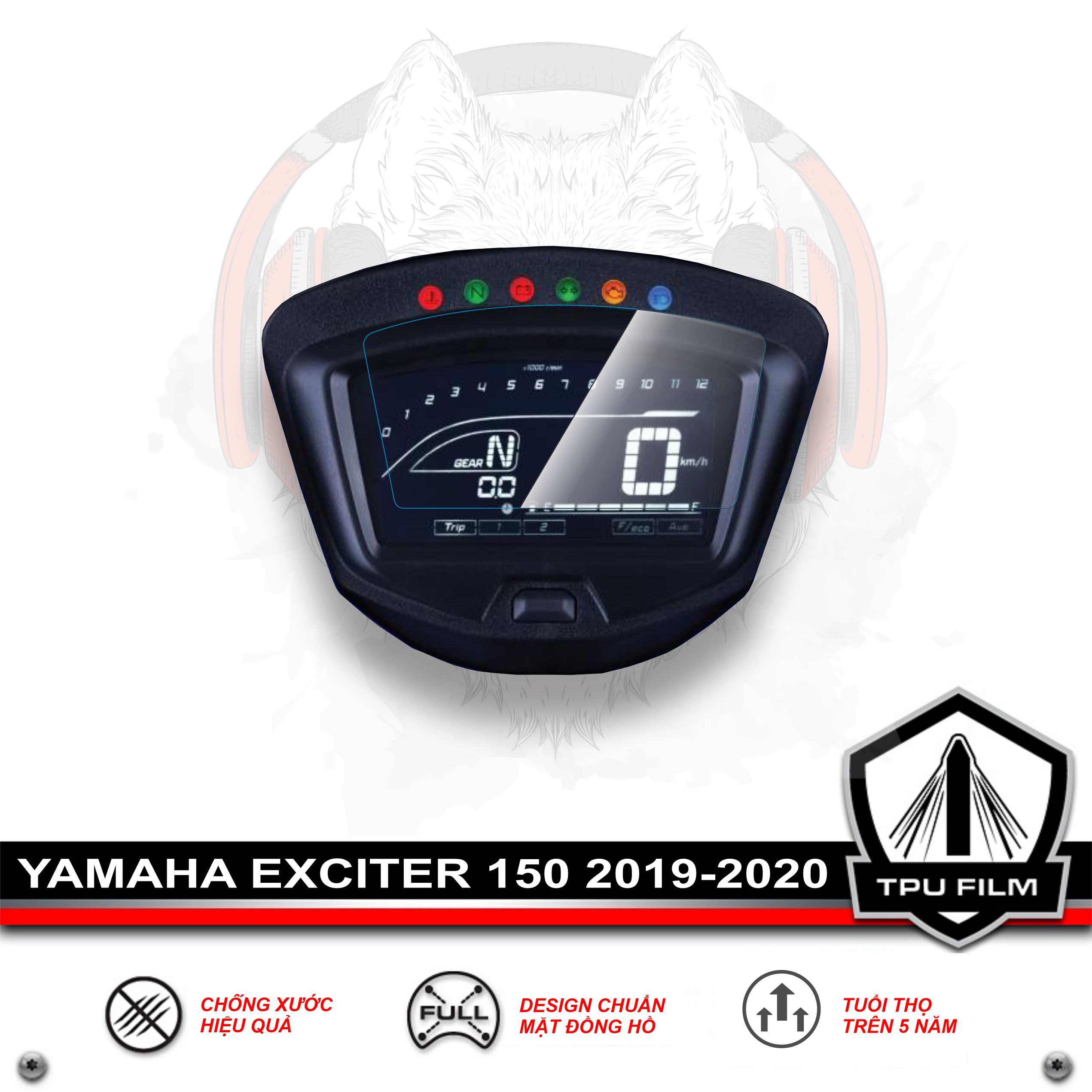 Miếng dán ppf tpu bảo vệ mặt đồng hồ xe exciter 150 2019 2020 y15zr - ex150 ex