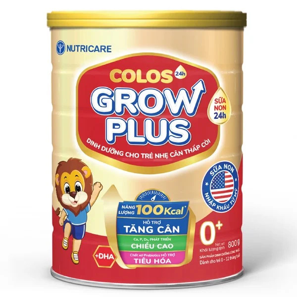Sữa bột Colos Grow Plus Tăng cân và chiều cao cho trẻ 0+ 1+ 2+800g