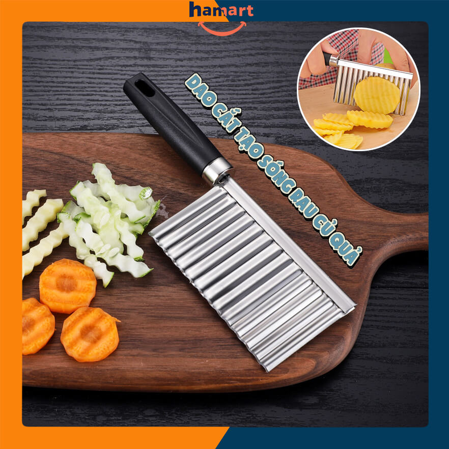 Dao Cắt Rau Củ Lượn Sóng INOX Cho Bé Ăn Dặm Cắt Khoai Tây Cà Rốt Dưa Chuột Tiện Lợi
