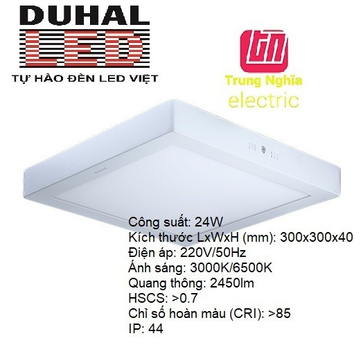 Đèn led panel vuông gắn nổi duhal 24w - kdgb524