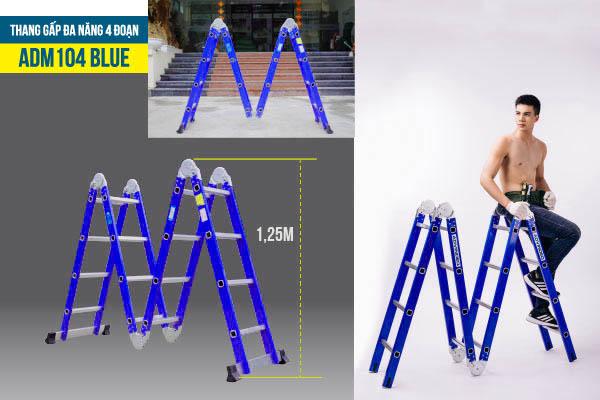 Thang nhôm gấp đa năng 4 đoạn Advindeq ADM104 blue