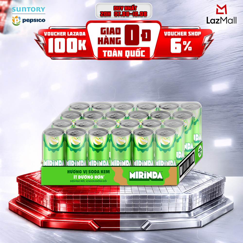 [SALE 8.8] Thùng Nước Ngọt Giải Khát Có Gaz Mirinda Soda Kem (320ml/lon)
