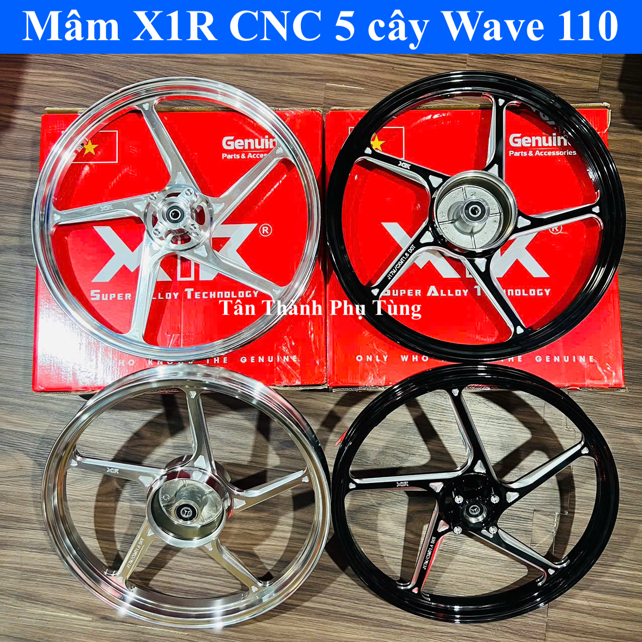 Mâm X1R CNC 5 cây Wave 110, Fuled 1.4/1.16 - 17in chính hãng