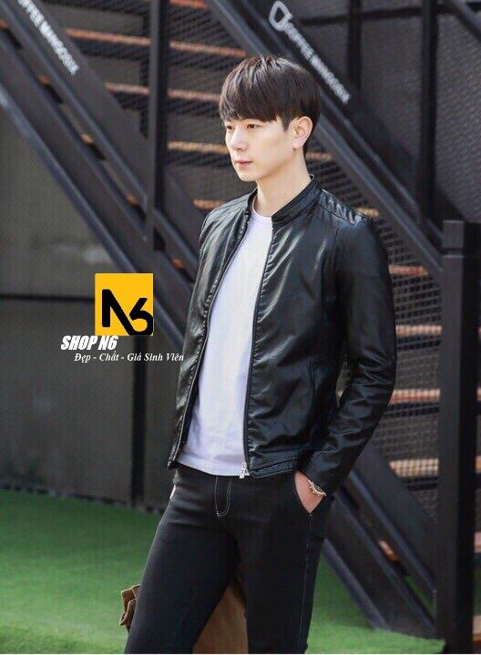 [HCM]Áo Khoác Da Nam Đen Lót Lông Phối Trụ - B18