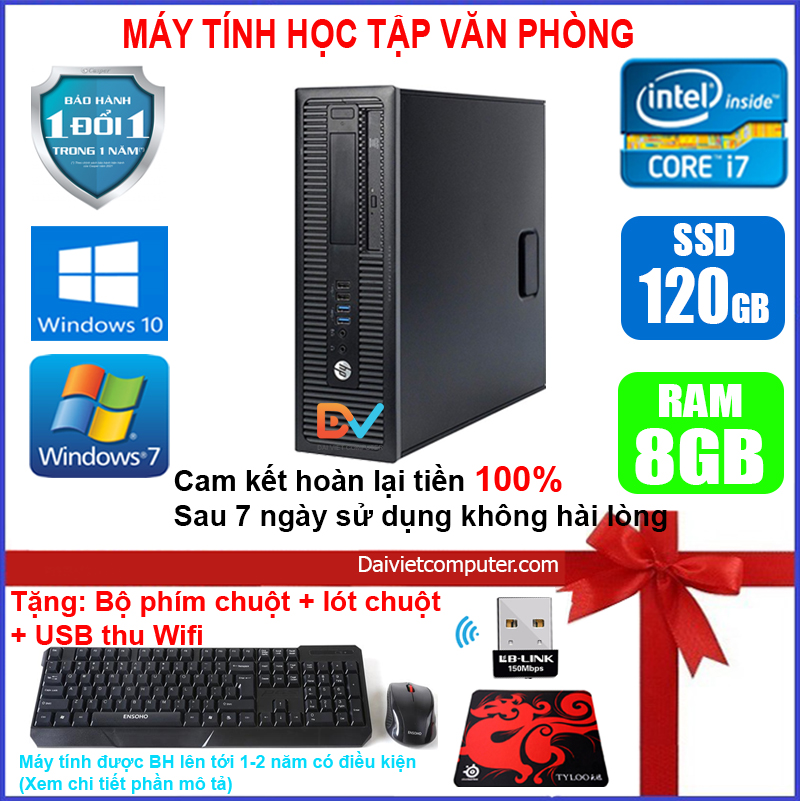 [Trả góp 0%]Case máy tính đồng bộ HP Pentium G3020 / Core i7-4770 Ram 4GB-8GB / SSD 120GB-240GB + [QUÀ TẶNG: Bộ phím chuột + USB thu wifi +  bàn di chuột] HPI74 - LDV