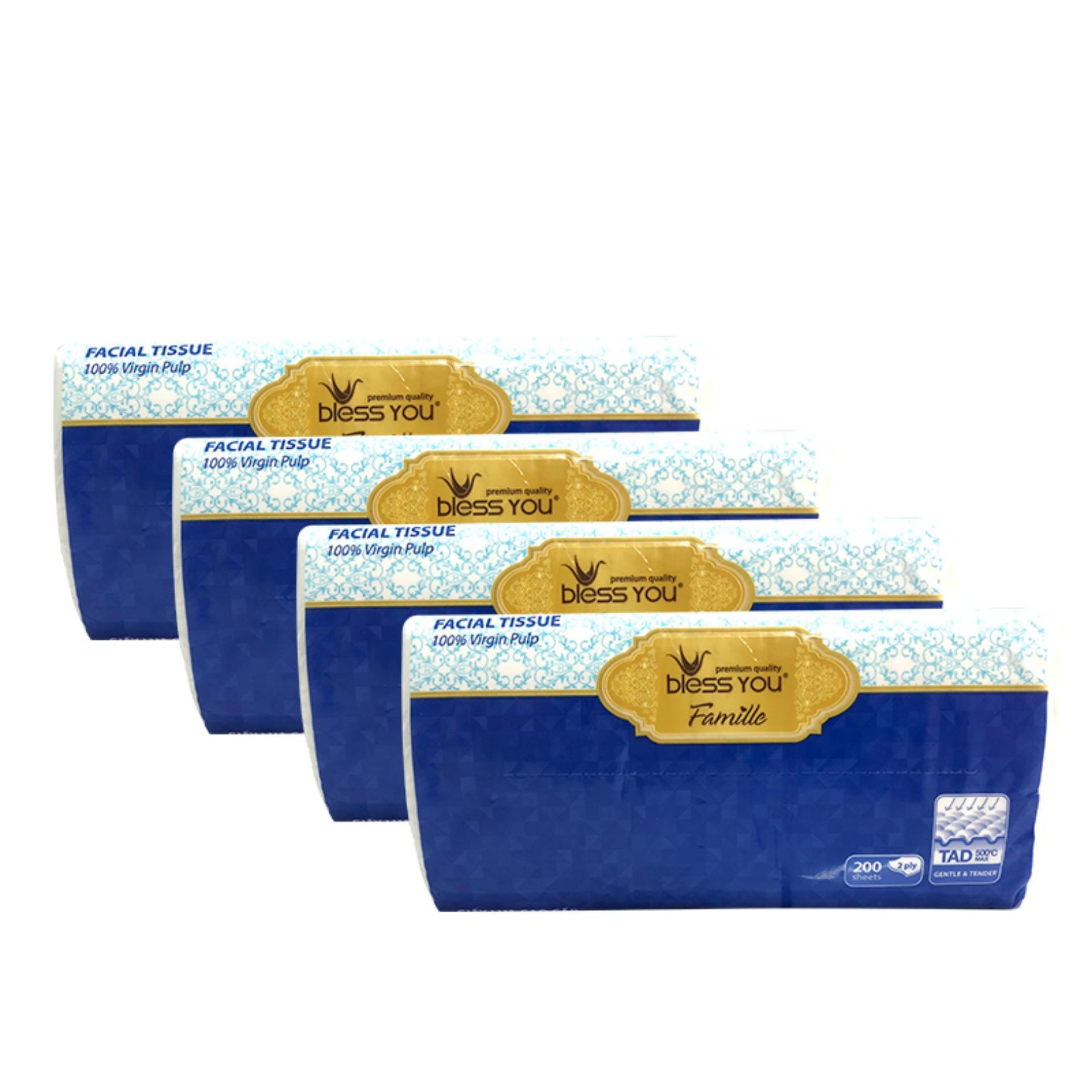 Combo 4 Gói Khăn Softpack Bless You Famille 200 tờ
