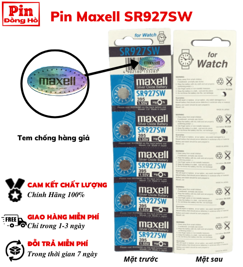 Pin 927 maxell sr927sw xanh 1 vỉ 5 viên - pin sr dùng cho remote, cmos, đồ chơi, thiết bị điện tử, đồng hồ, bảng mạch điện tử, ....