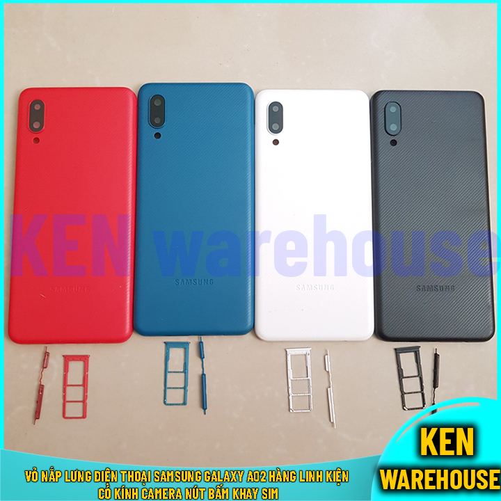 SS A02 Vỏ Nắp Lưng Điện Thoại Samsung Galaxy A02 hàng Linh Kiện có kính camera nút bấm và khay sim