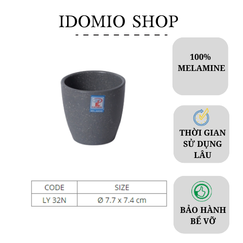Ly nhựa melamine lùn nhám xám- ly32nx