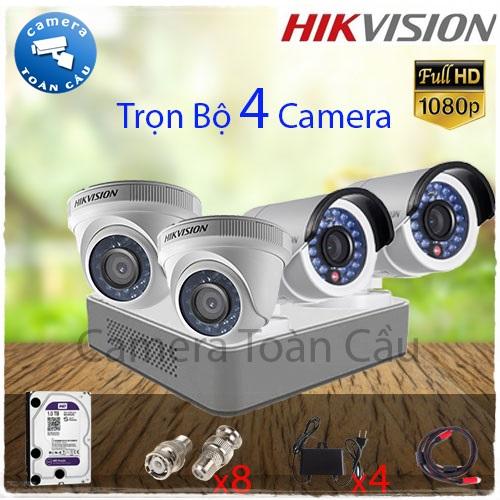 Trọn bộ 4 camera 2mp giá rẻ hikvision ds-2ce16d0t-irp + ds-2ce56d0t-irp + ds-7104hghi-f1- camera toàn cầu