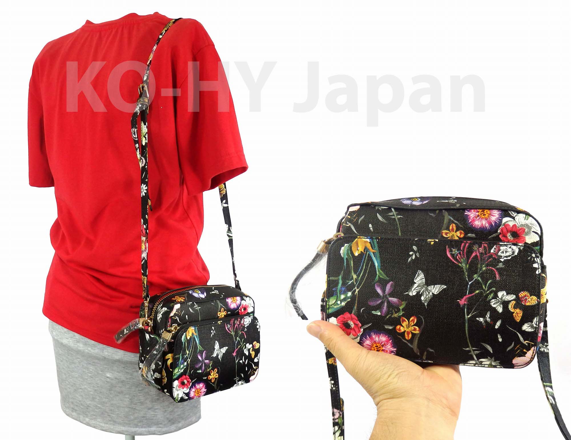 Túi thời trang maurices Mini handbag-black + flower illustration