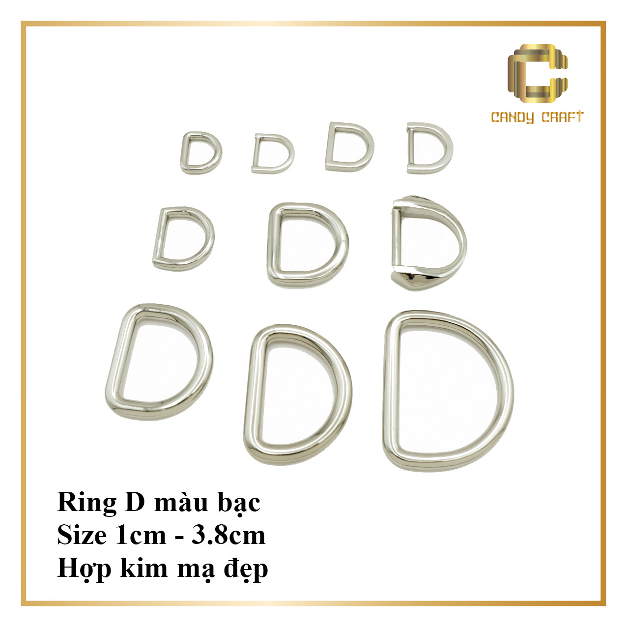 Khoen D màu bạc - phụ kiện làm túi xách - phụ kiện Candy Craft