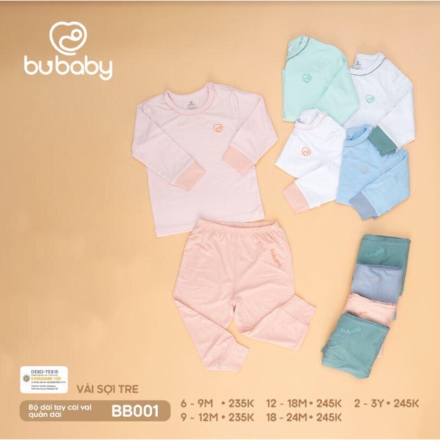 Bộ quần áo cài vai dài tay BB001 BU Baby - Bubaby Bình Dương