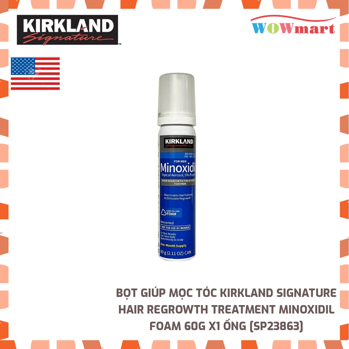 Bọt giúp mọc tóc Kirkland Signature Hair Regrowth Treatment Minoxidil Foam 60g x1 chai