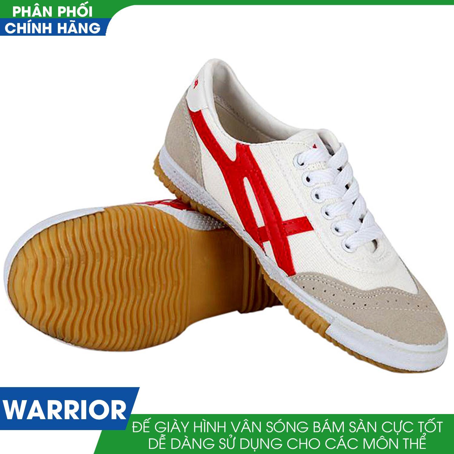 Giày thể thao nam Warrior W27 chuyên đá bóng phủi (Trắng Đỏ) - Giày nam đế giày vân sóng bám sàn tốt, chống trượt, phù hợp chơi thể thao trong nhà và ngoài trời - TuanHanh Sports
