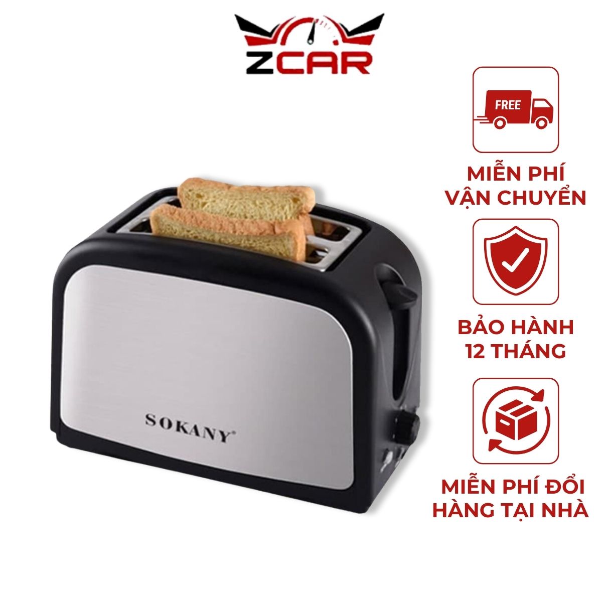 Máy nướng bánh mì,lò nướng bánh, làm bánh mỳ 800W SOKANY 2 HJT-008s BẢO HÀNH 12 THÁNG