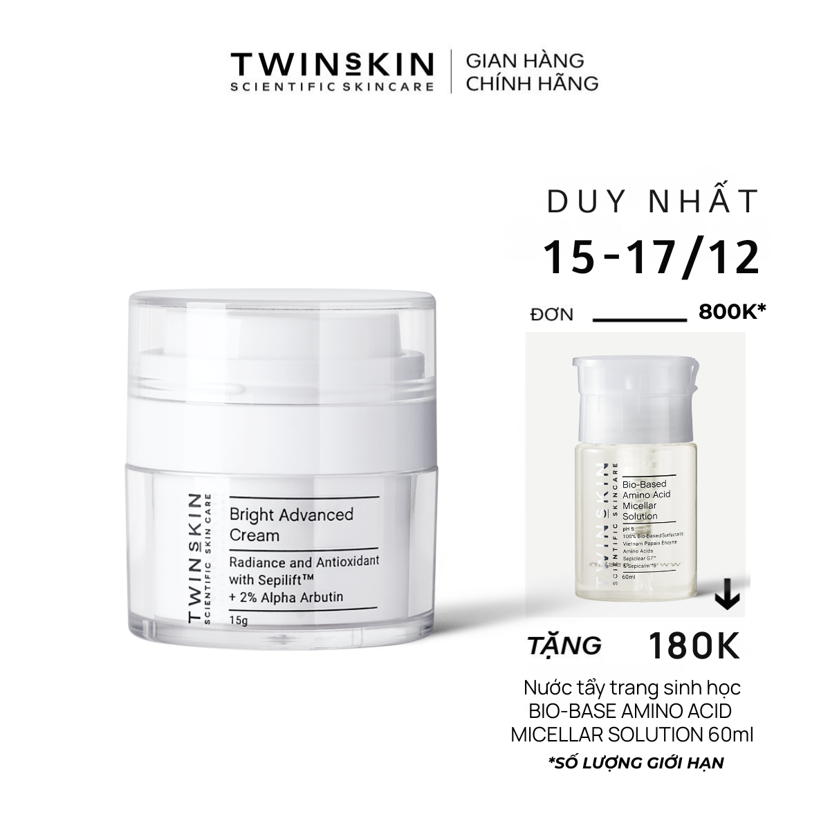  HOÀN TIỀN 15% -  HCM Kem Dưỡng Sáng Da Cải Thiện Lão Hoá – Bright Advanced Cream 