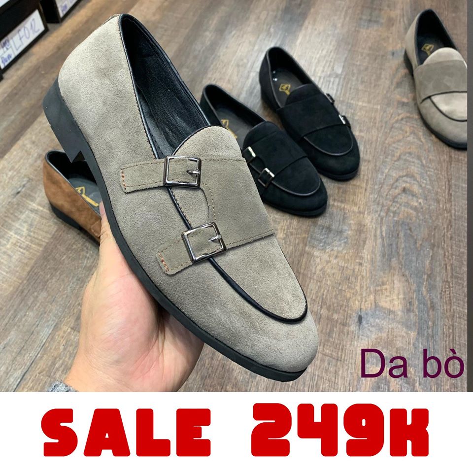 Giày da nam giầy da bò lộn cao cấp da thật đế cao su êm cực bền made in vietnam