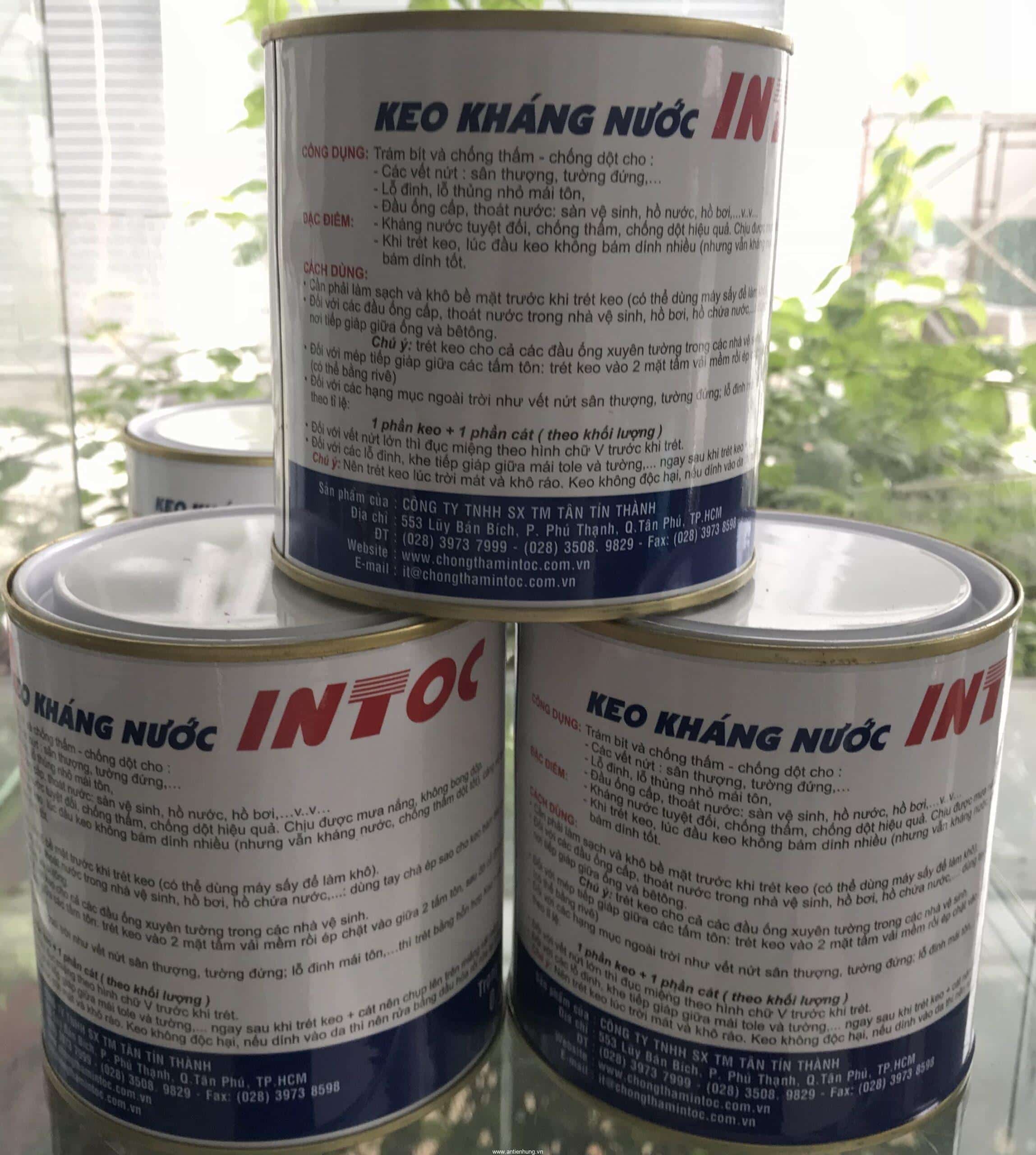 Keo kháng nước Intoc dùng trám trét vết nứt tường, sân thượng, trám lỗ đinh, lỗ thủng nhỏ trên mái tôn