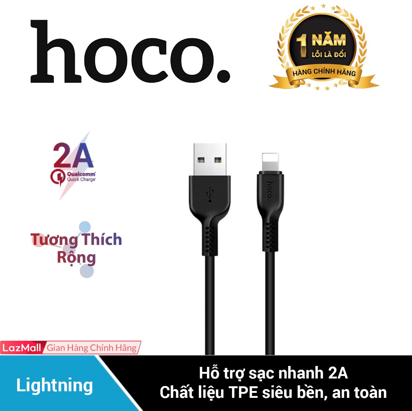 Cáp sạc nhanh 2A và truyền dữ liệu Lightning Hoco X20 chất liệu TPE siêu bền dành cho iPhone XS max iPhone 11 iPhone 11 Pro max dài 200cm