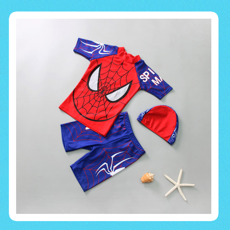 Bộ đồ bơi rời in hình siêu nhân nhện cho bé trai đủ size từ 11kg - 28kg, 1,5t - 7t