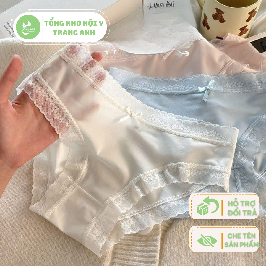 Set 10 Quần lót nữ cotton su lụa viền hoa co giãn 4 chiều không lộ viền mềm mại đủ size QL 108